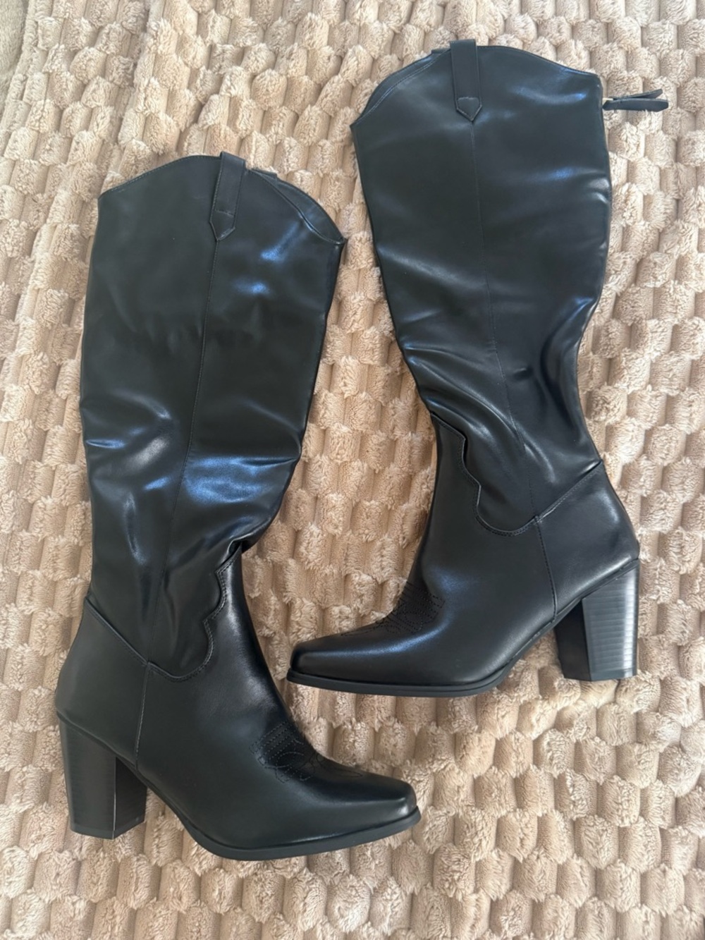 Cowgirl Boots for Women Knee High Cowboy Boots Chunky Zipper Western size 8